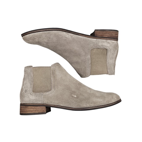 FRYE Women's Size 9 VGC Taupe Suede Leather Block Heel Ankle Chelsea Boots Shoes - Picture 6 of 8